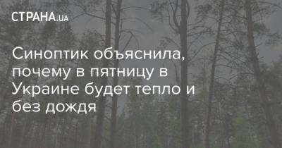 Наталья Диденко - Синоптик объяснила, почему в пятницу в Украине будет тепло и без дождя - strana.ua - Украина