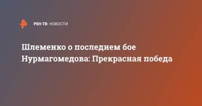 Хабиб Нурмагомедов - Александр Шлеменко - Джастин Гэтжи - Шлеменко о последнем бое Нурмагомедова: Прекрасная победа - ren.tv - Россия - респ. Дагестан