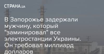 В Запорожье задержали мужчину, который "заминировал" все электростанции Украины. Он требовал миллиард долларов - strana.ua - Украина - Запорожская обл. - Запорожье