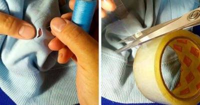 Полезный трюк: как с помощью скотча красиво зашить дырку на ткани - skuke.net