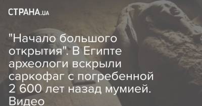 "Начало большого открытия". В Египте археологи вскрыли саркофаг с погребенной 2 600 лет назад мумией. Видео - strana.ua - Египет - Находка