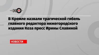 Дмитрий Песков - Глеб Никитин - В Кремле назвали трагической гибель главного редактора нижегородского издания Коза пресс Ирины Славиной - echo.msk.ru - Нижний Новгород