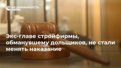 Экс-главе стройфирмы, обманувшему дольщиков, не стали менять наказание - realty.ria.ru - Челябинск