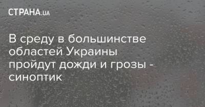 Наталья Диденко - В среду в большинстве областей Украины пройдут дожди и грозы - синоптик - strana.ua - Украина - Киевская обл. - Винницкая обл.