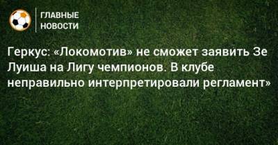 Илья Геркус - Геркус: «Локомотив» не сможет заявить Зе Луиша на Лигу чемпионов. В клубе неправильно интерпретировали регламент» - bombardir.ru