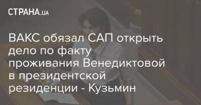 Ренат Кузьмин - Ирина Венедиктова - ВАКС обязал САП открыть дело по факту проживания Венедиктовой в президентской резиденции - Кузьмин - strana.ua - Украина