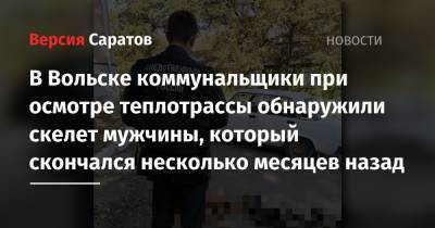 В Вольске коммунальщики при осмотре теплотрассы обнаружили скелет мужчины, который скончался несколько месяцев назад - nversia.ru - Саратовская обл. - Вольск