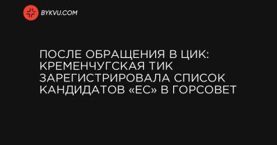 Николай Княжицкий - После обращения в ЦИК: Кременчугская ТИК зарегистрировала список кандидатов «ЕС» в горсовет - bykvu.com - Украина - Полтавская обл. - Полтава - Кременчуг