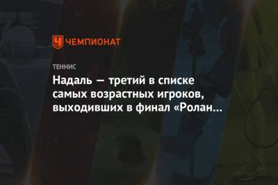 Джокович Новак - Рафаэль Надаль - Тим Доминик - Диего Шварцман - Надаль — третий в списке самых возрастных игроков, выходивших в финал «Ролан Гаррос» - championat.com - Франция - Сербия - Греция - Аргентина - Циципас