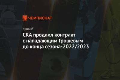 Максим Грошев - СКА продлил контракт с нападающим Грошевым до конца сезона-2022/2023 - championat.com