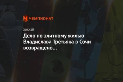 Владислав Третьяк - Дело по элитному жилью Владислава Третьяка в Сочи возвращено в апелляционную инстанцию - championat.com - Россия - Сочи - Краснодар