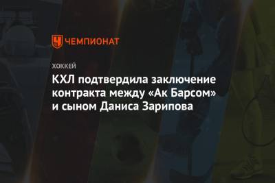 Даниса Зарипова - КХЛ подтвердила заключение контракта между «Ак Барсом» и сыном Даниса Зарипова - championat.com - Москва - Канада