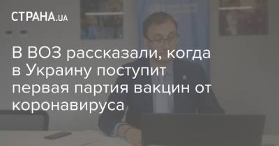 Ярно Хабихт - В ВОЗ рассказали, когда в Украину поступит первая партия вакцин от коронавируса - strana.ua - Украина