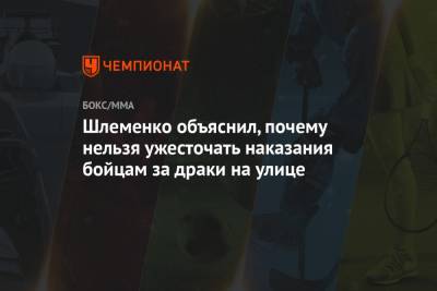 Александр Шлеменко - Сергей Харитонов - Адам Яндиев - Шлеменко объяснил, почему нельзя ужесточать наказания бойцам за драки на улице - championat.com - Россия