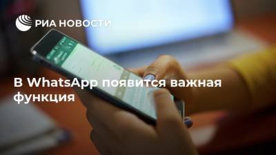 В WhatsApp появится важная функция - ria.ru - Москва
