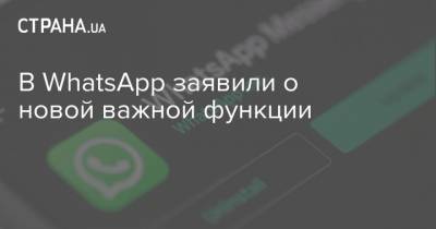 В WhatsApp заявили о новой важной функции - strana.ua
