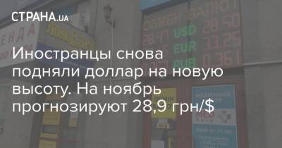 Иностранцы снова подняли доллар на новую высоту. На ноябрь прогнозируют 28,9 грн/$ - strana.ua