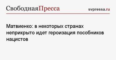 Валентина Матвиенко - Матвиенко: в некоторых странах неприкрыто идет героизация пособников нацистов - svpressa.ru - Россия