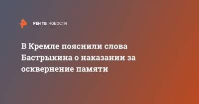 Владимир Путин - Дмитрий Песков - Александр Бастрыкин - В Кремле пояснили слова Бастрыкина о наказании за осквернение памяти - ren.tv - Россия