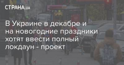 В Украине в декабре и на новогодние праздники хотят ввести полный локдаун - проект - strana.ua - Украина