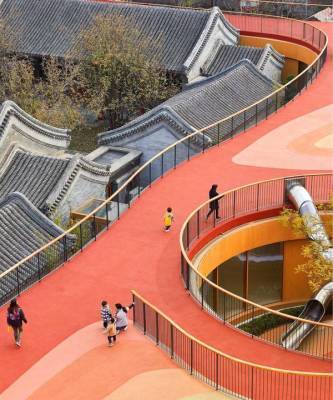 Детский сад с игровой площадкой на крыше - skuke.net - Китай - район Пекина - Азия