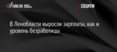 В Ленобласти выросли зарплаты, как и уровень безработицы - ivbg.ru - Россия - Ленинградская обл. - Россияне