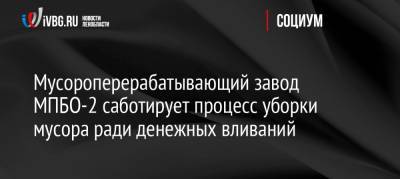 Мусороперерабатывающий завод МПБО-2 саботирует процесс уборки мусора ради денежных вливаний - ivbg.ru - Россия - Санкт-Петербург