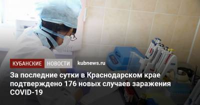 За последние сутки в Краснодарском крае подтверждено 176 новых случаев заражения COVID-19 - kubnews.ru - Анапа - Сочи - Краснодарский край - Краснодар - Новороссийск - Ейск - Крымск - Павловск - Белореченск - Северск - Лабинск - район Успенский - Абинск - Новокубанск - район Тимашевский