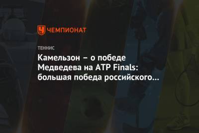 Даниил Медведев - Тим Доминик - Владимир Камельзон - Камельзон – о победе Медведева на ATP Finals: большая победа российского спорта - championat.com - Россия