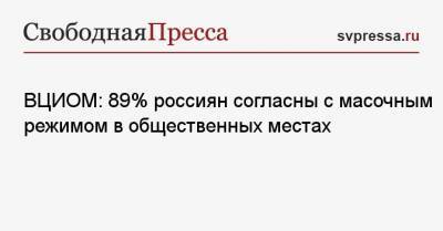 ВЦИОМ: 89% россиян согласны с масочным режимом в общественных местах - svpressa.ru - Россия - Украина