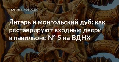 Янтарь и монгольский дуб: как реставрируют входные двери в павильоне № 5 на ВДНХ - mos.ru - Россия - Латвия