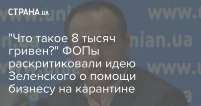 Владимир Зеленский - "Что такое 8 тысяч гривен?" ФОПы раскритиковали идею Зеленского о помощи бизнесу на карантине - strana.ua
