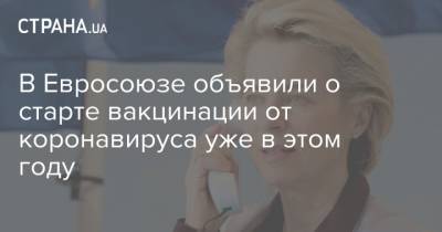 В Евросоюзе объявили о старте вакцинации от коронавируса уже в этом году - strana.ua - Украина - Ляйен