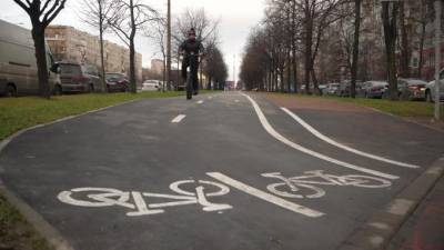 Андрей Левакин - В Петербурге появилась новая велодорожка на Бухарестской улице - piter.tv - Санкт-Петербург
