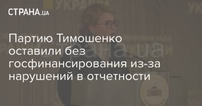 Юлия Тимошенко - Юлий Тимошенко - Партию Тимошенко оставили без госфинансирования из-за нарушений в отчетности - strana.ua