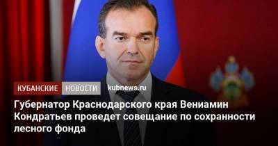 Вениамин Кондратьев - Губернатор Краснодарского края Вениамин Кондратьев проведет совещание по сохранности лесного фонда - kubnews.ru - Краснодарский край - Новороссийск - Геленджик