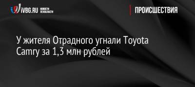 У жителя Отрадного угнали Toyota Camry за 1,3 млн рублей - ivbg.ru - р-н Кировский