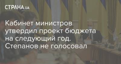 Кабинет министров утвердил проект бюджета на следующий год. Степанов не голосовал - strana.ua