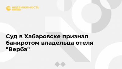 Суд в Хабаровске признал банкротом владельца отеля "Верба" - realty.ria.ru - Москва - Хабаровский край - Хабаровск