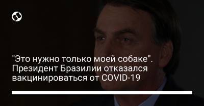 "Это нужно только моей собаке". Президент Бразилии отказался вакцинироваться от COVID-19 - liga.net - Бразилия