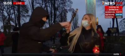 На журналистку телеканала NewsOne напали в прямом эфире - news-front.info - Украина - Киев