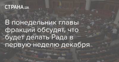 В понедельник главы фракций обсудят, что будет делать Рада в первую неделю декабря - strana.ua - Парламент