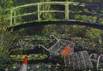 Клод Моне - Картина уличного художника Бэнкси с тележками из супермаркета продана почти за $10 млн - facenews.ua