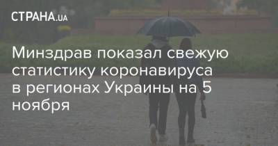 Минздрав показал свежую статистику коронавируса в регионах Украины на 5 ноября - strana.ua - Украина - Киев - Запорожская обл. - Ивано-Франковская обл. - Волынская обл. - Днепропетровская обл. - Винницкая обл. - Житомирская обл. - Закарпатская обл. - Донецкая обл.