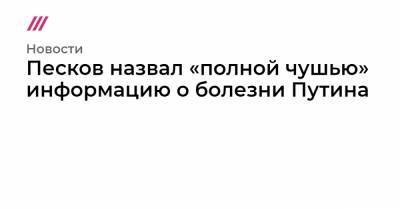 Якоб Путин - Песков назвал «полной чушью» информацию о болезни Путина - tvrain.ru - Англия