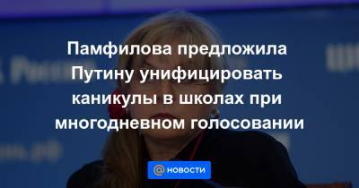 Владимир Путин - Элла Памфилова - Памфилова предложила Путину унифицировать каникулы в школах при многодневном голосовании - news.mail.ru - Москва - Россия