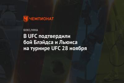 Александр Волков - Алексей Олейник - Шамиль Абдурахимов - Льюис Деррик - Блэйдс Кертис - В UFC подтвердили бой Блэйдса и Льюиса на турнире UFC 28 ноября - championat.com - Россия
