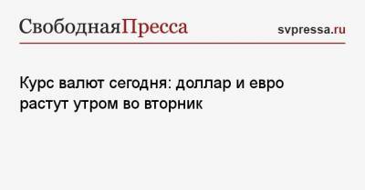 Курс валют сегодня: доллар и евро растут утром во вторник - svpressa.ru - Украина
