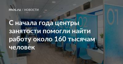 Анастасий Раков - Анастасия Ракова - С начала года центры занятости помогли найти работу около 160 тысячам человек - mos.ru - Москва