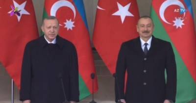 Реджеп Тайип Эрдоган - Тайип Эрдоган - Ильхам Алиев - Эрдоган на параде в Баку призвал Армению "взяться за ум", тогда в регионе "начнется новая эра" - focus.ua - Турция - Азербайджан - Баку